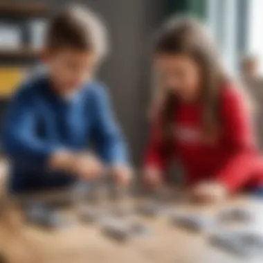 Children interacting with metal letters in a playful setting