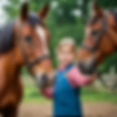 Children learning about horses through interactive materials