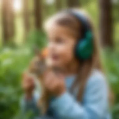 Children listening to rabbit sounds