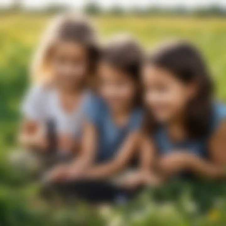 Children playing with natural remedies including black seed oil