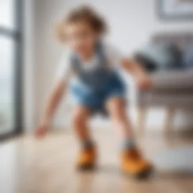 Children Enjoying Movement in Comfortable Footwear A child wearing flexible and comfortable footwear while playing