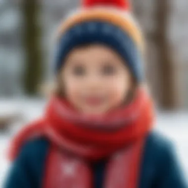 Children wearing two-in-one scarf and hat while playing outdoors in winter