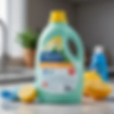 Close-up of laundry detergent bottle ingredients