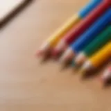 Comparison of plastic and wooden pencils on a desk with educational tools