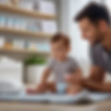 Parent selecting diaper for their newborn boy