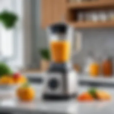 Modern Blender for Baby Food A sleek modern blender in a kitchen setting, ideal for baby food preparation