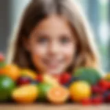 Colorful fruits and vegetables rich in essential vitamins for children's health