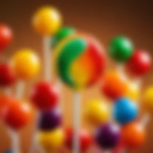 Close-up of a colorful Chupa Chups lollipop