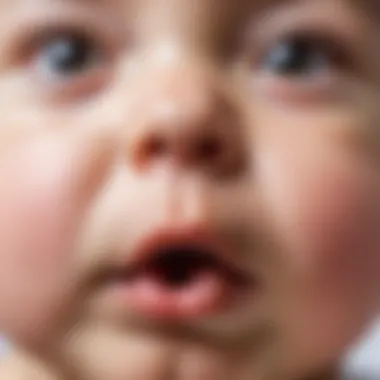 Close-up of a baby's nose before suctioning