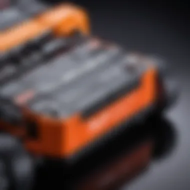 Close-up of remote-controlled flip car battery