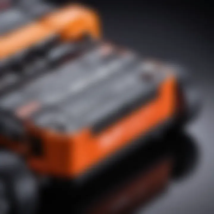 Close-up of remote-controlled flip car battery