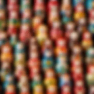 A collection of matryoshka dolls of varying sizes, illustrating the concept of nested dolls.