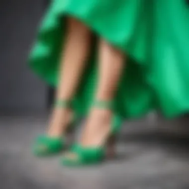 Colorful heels enhancing a vibrant green outfit