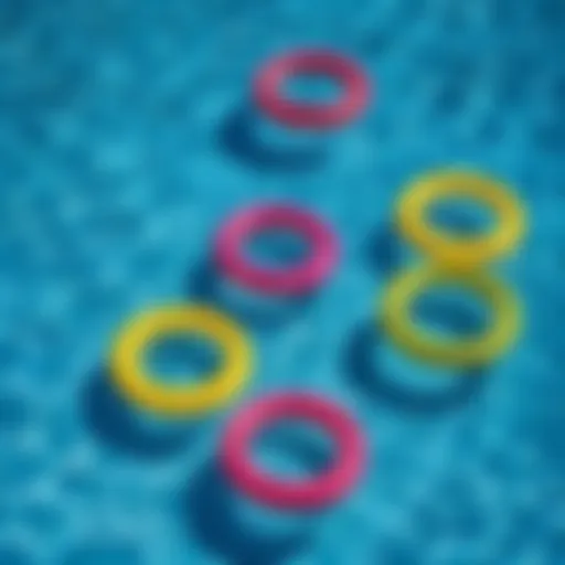 Colorful water rings floating in a pool