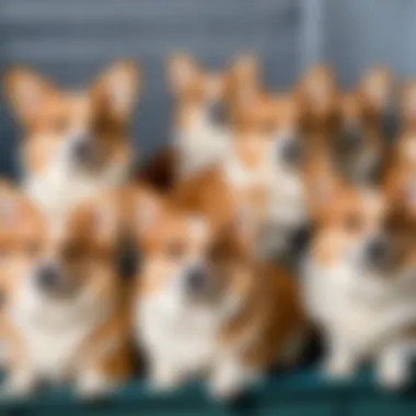 A selection of corgi breeds in a kennel