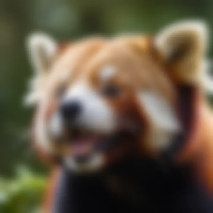 Close-up of a red panda highlighting its distinct fur and expressions