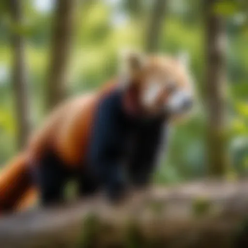 Red panda in a natural habitat showcasing its unique features