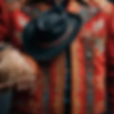 A detailed view of cowboy attire showcasing traditional elements