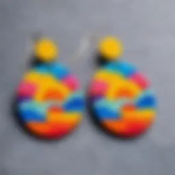 Colorful air-dry clay earrings showcasing artistic designs