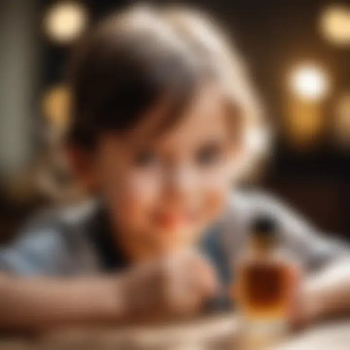 Child enjoying the experience of crafting perfume