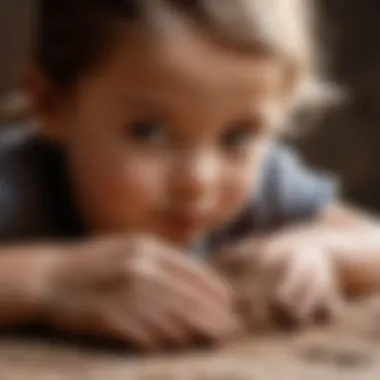 A child curiously exploring the texture of clay