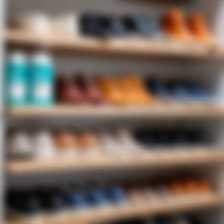 Various shoe deodorizer products on a shelf