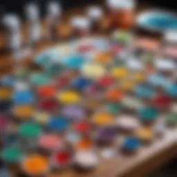 A variety of diamond painting glues displayed on a table