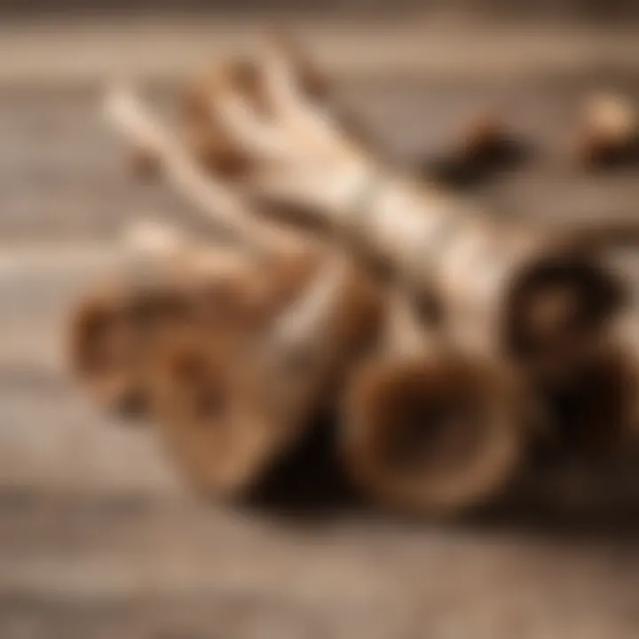 Dried burdock root on a wooden surface