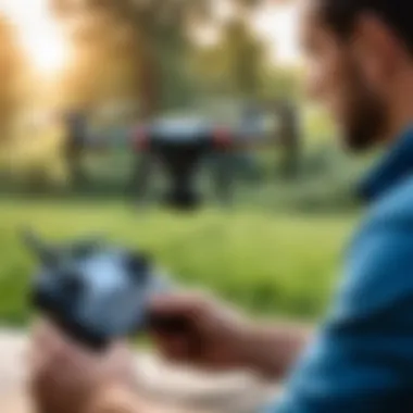 Mastering Drone Control User controlling a drone using a remote control device
