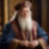 Dumbledore in majestic robes showcasing his wisdom and age.