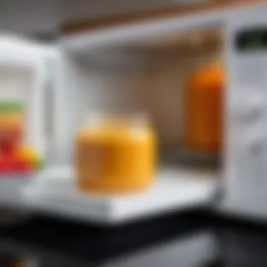 Microwave Settings for Baby Food Baby food jar placed in a microwave with settings displayed