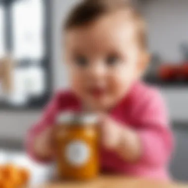 Ready to Serve Warm Baby Food Parent holding a warm jar of baby food ready to serve