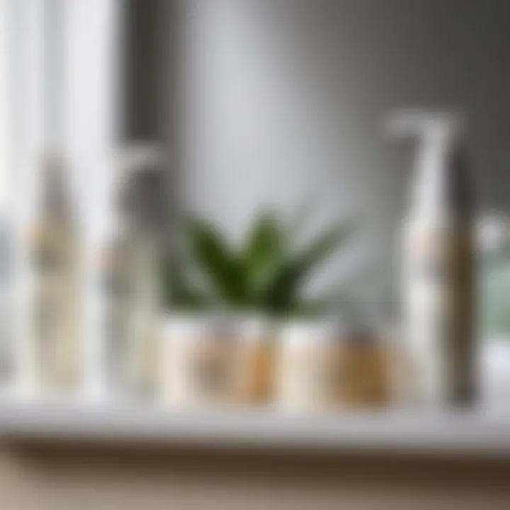 Topical creams displayed on a bathroom shelf