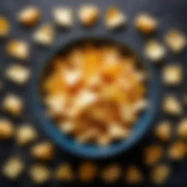 A symbolic representation of emotions reflected through a bowl of chips, with abstract figures representing joy and contemplation.