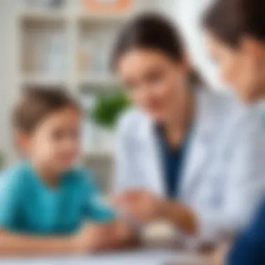 Guidance on Safe Usage of Esvicin for Children A health professional advising a parent on the appropriate use of Esvicin.