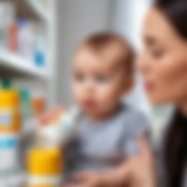 A worried parent checking the label for expiration on a baby formula container.