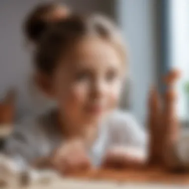 A child engaged in sculpting a whimsical character from air dry clay