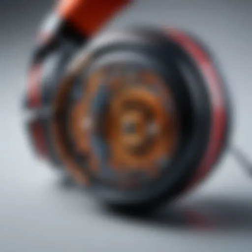 Close-up of ear-themed headphones showcasing intricate design detailing