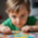 A child solving a colorful jigsaw puzzle