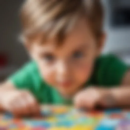 A child solving a colorful jigsaw puzzle