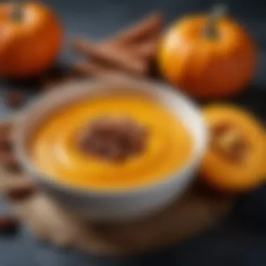 A vibrant bowl of pumpkin puree with a sprinkle of cinnamon