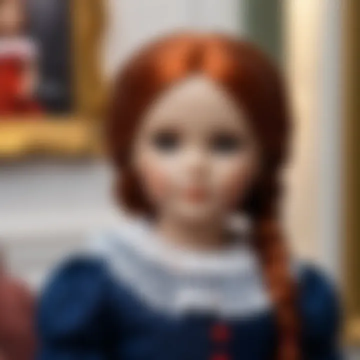 Artistic representation of dolls in a gallery setting