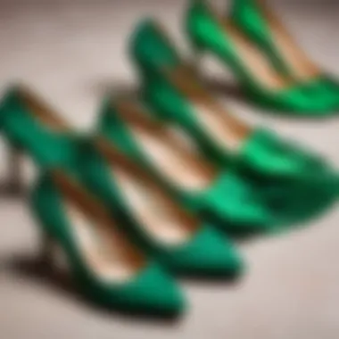 Fashionable footwear options for a green dress ensemble