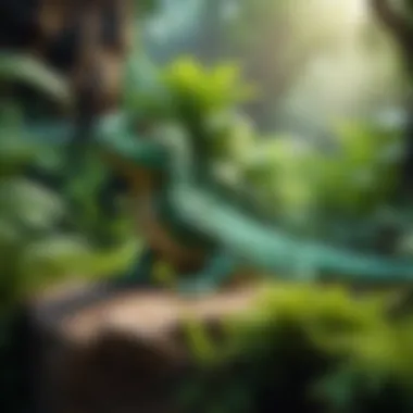 Discover the Basilisk's Natural Habitat A mystical basilisk in a lush Minecraft environment