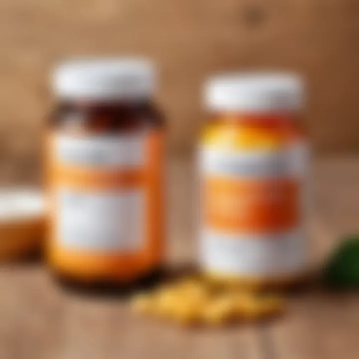 Supplement bottles containing folic acid