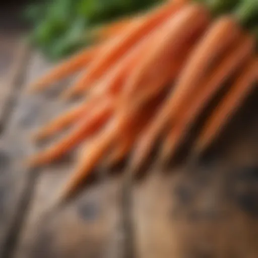 Fresh carrots on a wooden surface