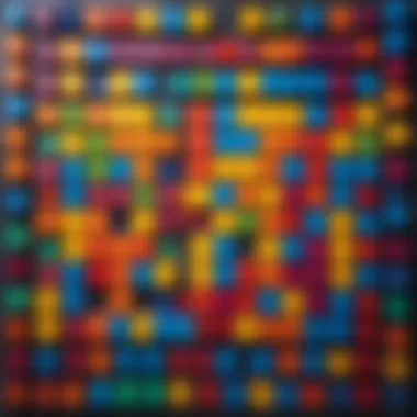 Exploring the Layout of Square Games Colorful square pieces arranged in a game layout