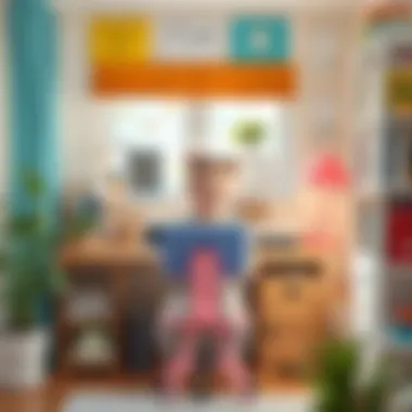 An organized study space tailored for a young student's needs.