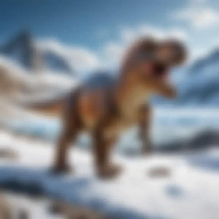 Reconstruction of a dinosaur in a glacial landscape