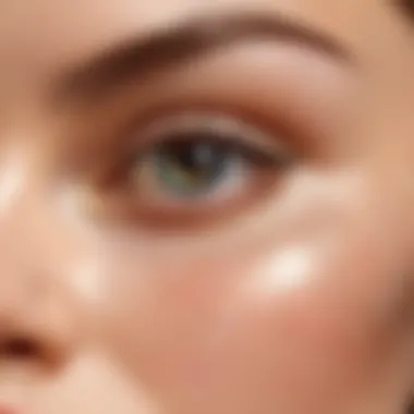 Close-up of sparkling face gel on a smooth skin surface